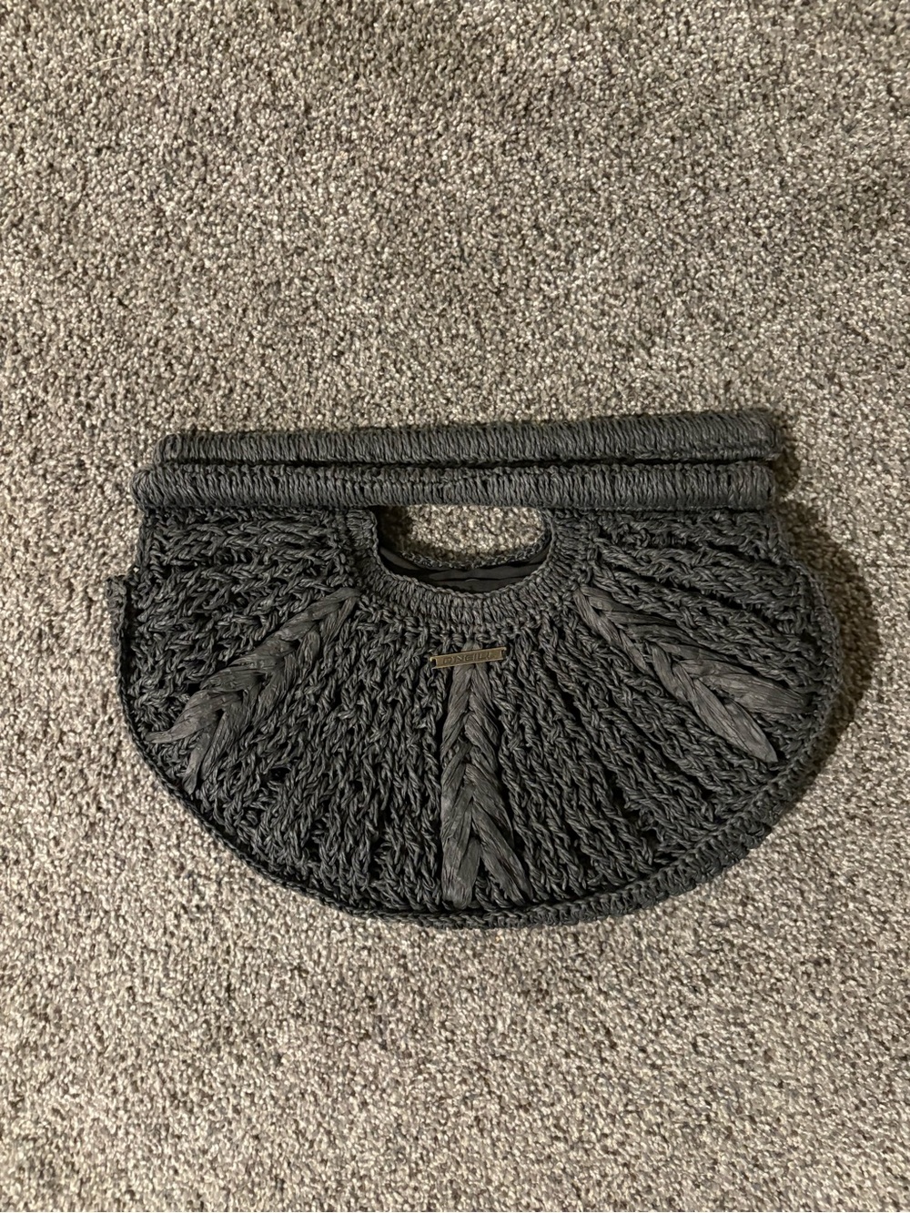 O'Neill Black Woven Half-Moon Clutch